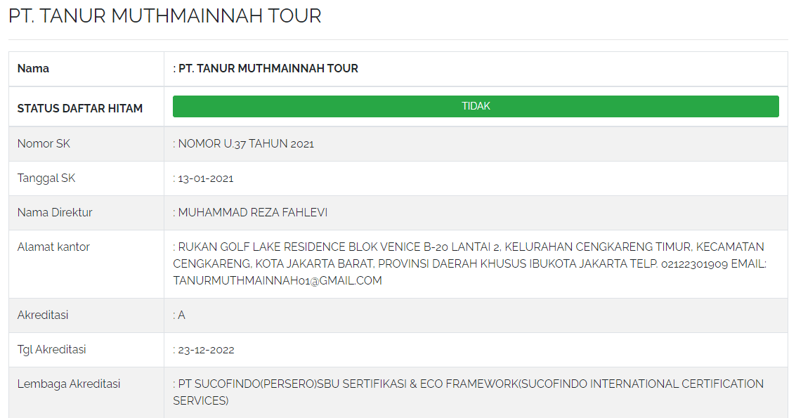 akreditasi tanur muthmainnah tour